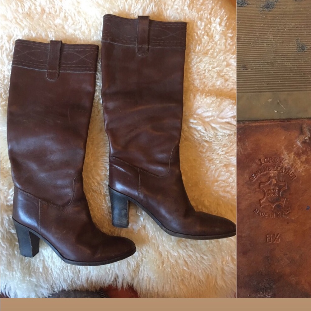 Brown leather boots